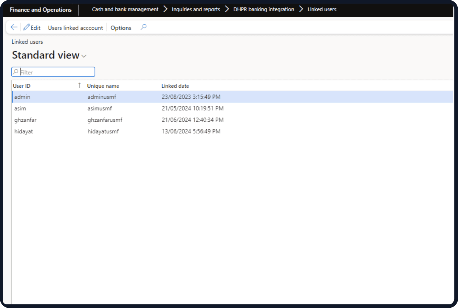 Dynamics 365 Banking Connector compliance dashboard