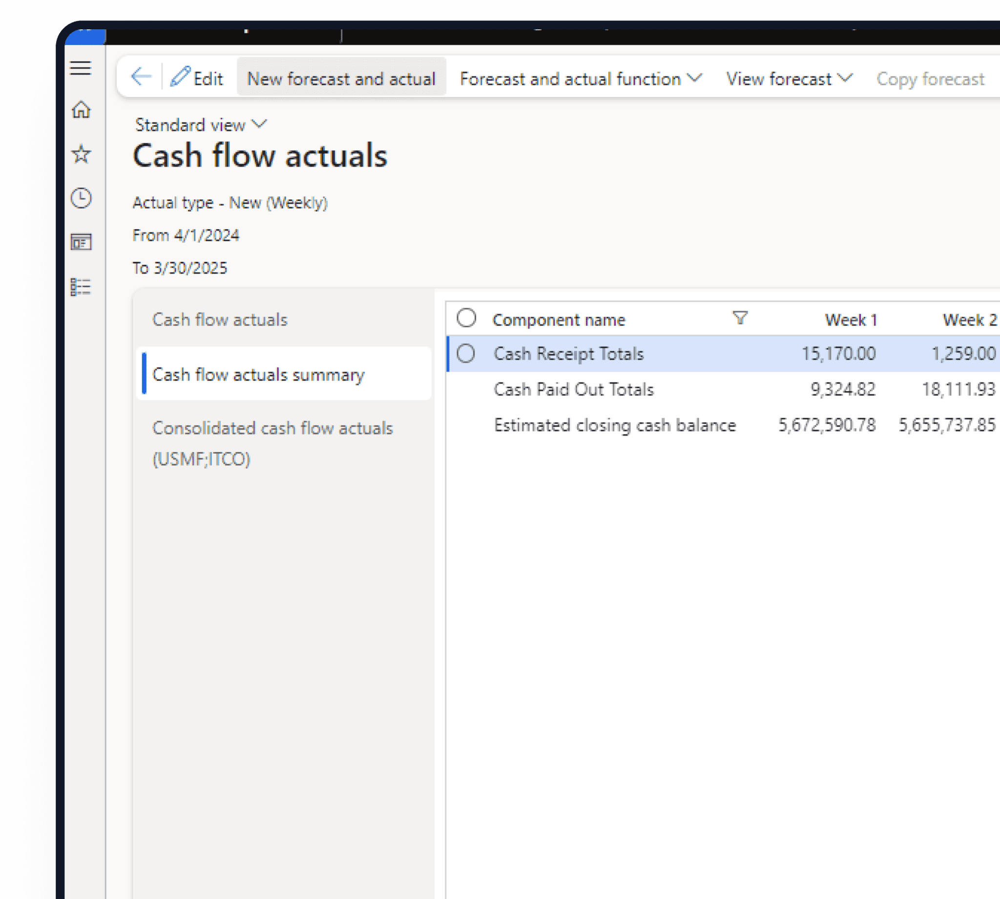 Dynamics 365 Finance Cash Flow Forecasting Add-Ons dashboard hero