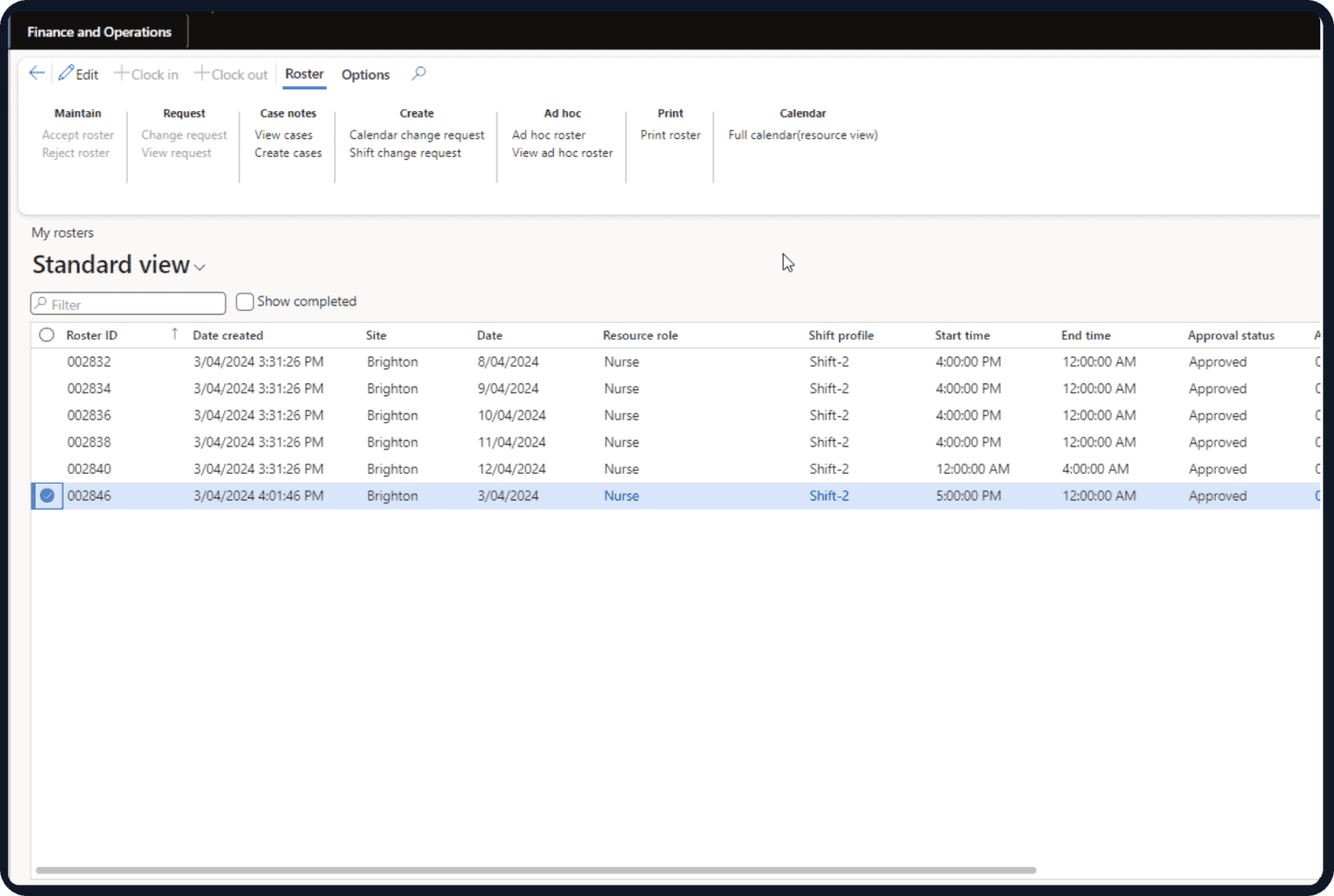 Dynamics 365 Rostering compliance dashboard