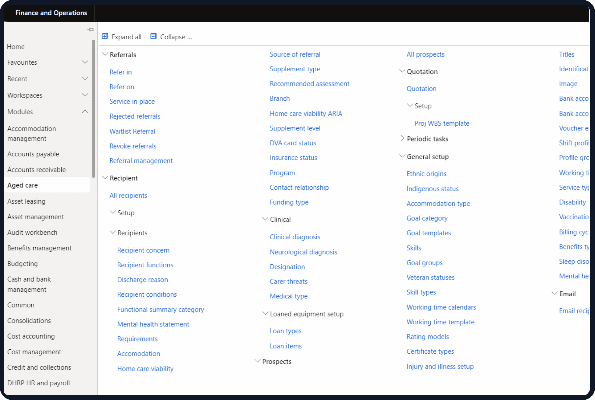 Dynamics 365 in Aged Care DHRP Add-Ons dashboard preview