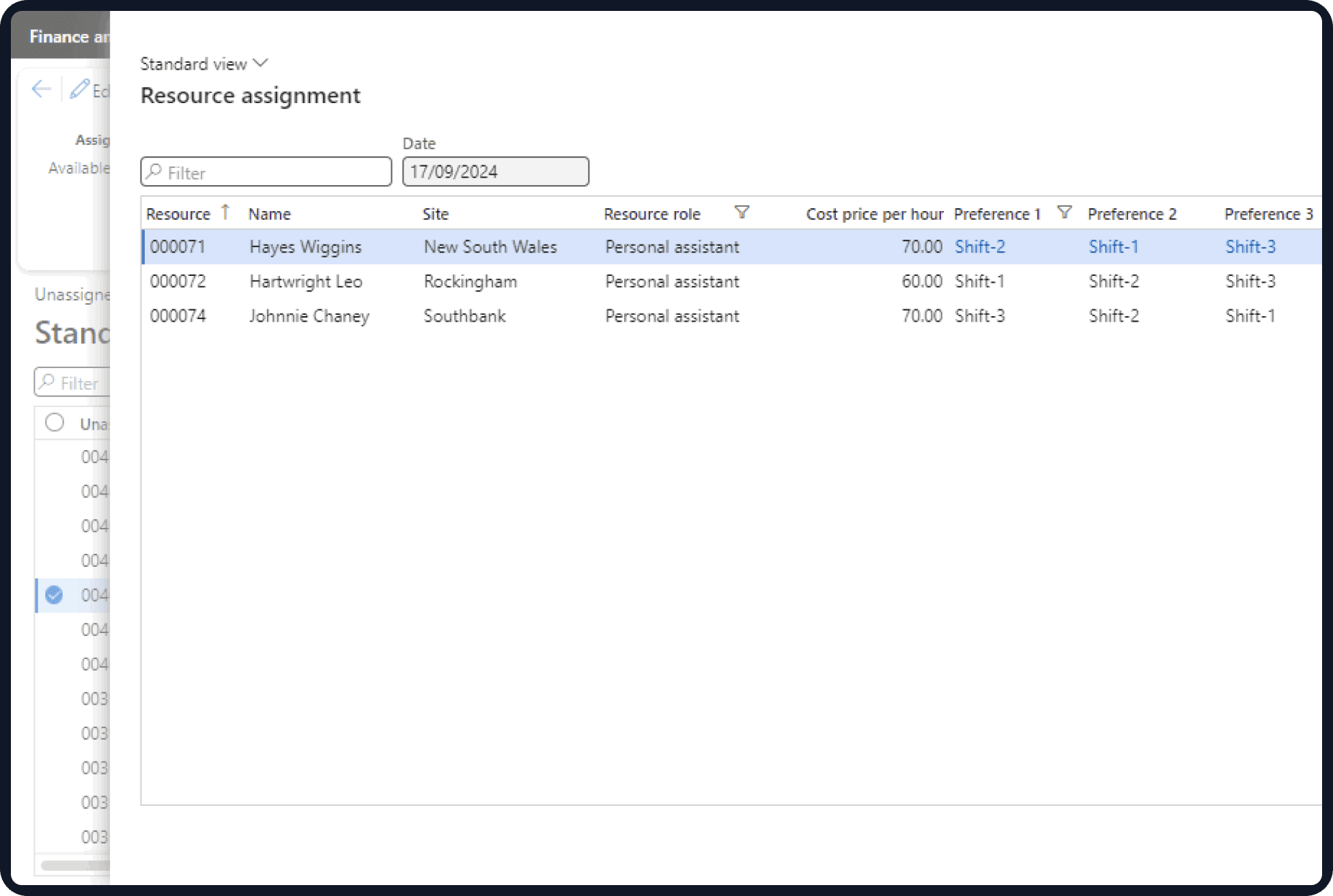 Dynamics 365 Rostering dashboard preview