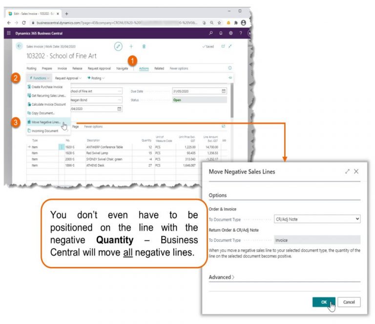 order and returns with dynamics 365