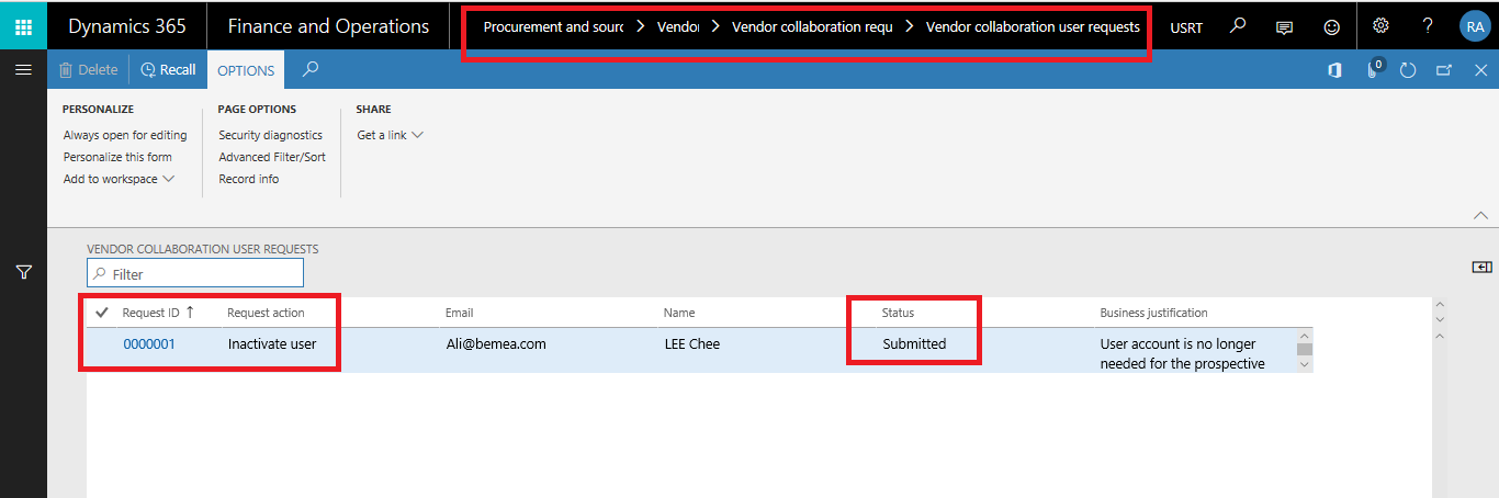 VendorCollaborationUserRequest