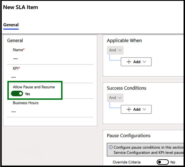 Enhanced SLAs with PauseResume Logic
