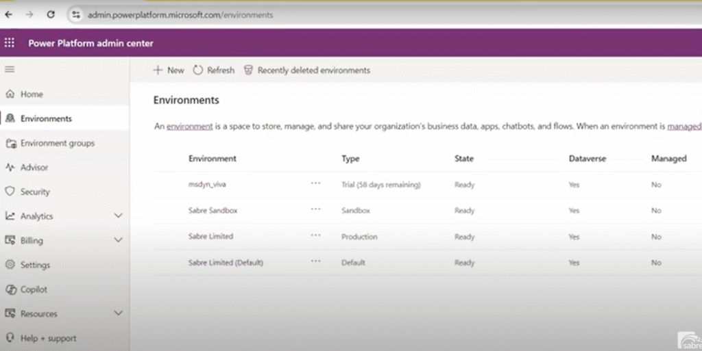 Move to the Power Platform Admin Centre.